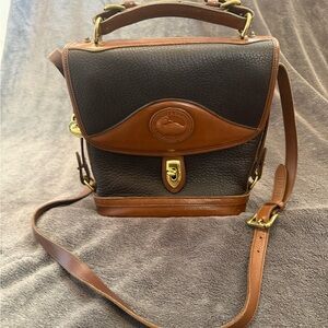 Vintage 80s Dooney & Bourke Leather Crossbody Bag: Black Cavalry Trooper Purse
